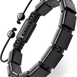 Handcrafted Obsidian Beaded Bracelet Adjustable Minimalist Chic Unisex